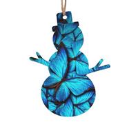 Muchas mariposas azules estampadas para árbol de Navidad, decoración colgante de árbol de Navidad, campanas de ángel, formas de muñeco de nieve para decoración de Navidad