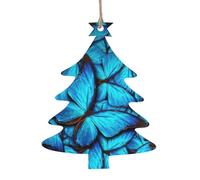 Muchas mariposas azules estampadas para árbol de Navidad, decoración colgante de árbol de Navidad, campanas de ángel, formas de muñeco de nieve para decoración de Navidad