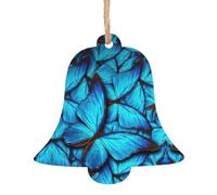 Muchas mariposas azules estampadas para árbol de Navidad, decoración colgante de árbol de Navidad, campanas de ángel, formas de muñeco de nieve para decoración de Navidad