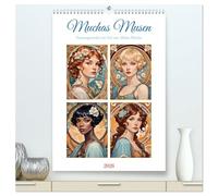 Muchas Musen (hochwertiger Premium Wandkalender 2026 DIN A2 hoch), Kunstdruck in Hochglanz: Schöne Frauen wie von Alfons Mucha gemalt
