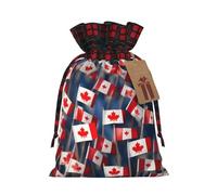 Muchas pequeñas banderas canadienses de arpillera con cordón de regalo, bolsas de regalo de tela premium, ideales para cualquier ocasión