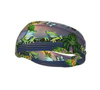 Muchas ranas cantan en las ramas de verano con estampado de mariposas y lago, diadema deportiva para hombres y mujeres, para correr, fitness, yoga, ciclismo, absorbe el sudor, antideslizante