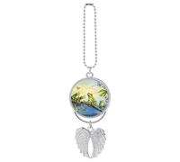 Muchas ranas cantan en las ramas, mariposas de verano, lago, agua, coche, colgante de espejo retrovisor, colgante de la suerte, adorno divertido colgante de coche para oficina, decoración del hogar