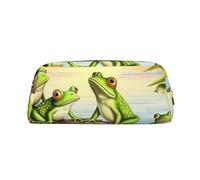 Muchas Ranas cantan en Las Ramas. Neceser de Viaje. Estuche Grande para lápices para Mujeres y Hombres. Monedero de Cuero con Cremallera.