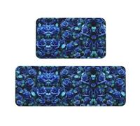 Muchas rosas azules impresión amplia cocina Alfombras para piso cocina tapetes 2 juegos cómodo pie Mats hogar