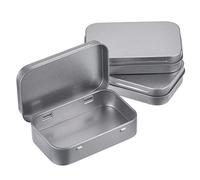 MUCHENG - Paquete de 3 cajas rectangulares vacías de metal plateado con bisagras para necesidades básicas, mini caja portátil, kit de almacenamiento pequeño para tarjetas de regalo, juego de cajas