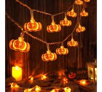 MUCHER Guirnalda de 20 luces LED micro LED de color blanco cálido 3M USB para otoño, Halloween, calabaza