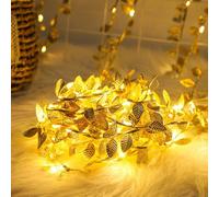 MUCHER Guirnalda de 50 luces LED micro LED de color blanco cálido, funciona con pilas, 5 m, guirnalda de luces de hiedra para boda, balcón, pared, dormitorio, decoración del hogar