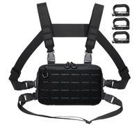 MUCHER Pecho Rig Pack Bolsa de Pecho táctico para Hombres Correr Radio Walkie Bolsa de Pecho con 3 Ganchos para al Aire Libre Senderismo Caza Camping Entrenamiento