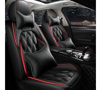 Muchkey Fundas Asientos Coche Compatible con Ford para Kuga ST-Line ST Line Protector para Asientos Delanteros y Traseros Accesorios con Almohada Cervical y Lumbar（mh109 Lujo - Negro