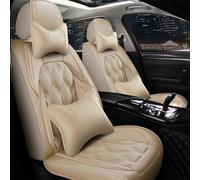 Muchkey Fundas Asientos Coche Compatible con Ford para Ranger Protector para Asientos Delanteros y Traseros Accesorios con Almohada Cervical y Lumbar（mh109 Lujo - Beige