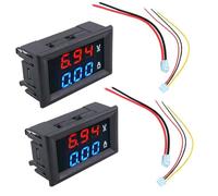MuchLuckystar 2/5 unidades de CC 0-100 V 10 A de doble pantalla de voltios, medidor de amplificador de voltaje de 0.28 pulgadas, probador de panel digital LED rojo azul con cables para monitor de