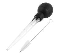 MuchLuckystar Baster grande de pavo para cocinar, inyector de silicona resistente al calor de 28 ml con cepillo para líquidos calientes, salsa y asado, color negro