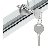 MuchLuckystar Cerradura de puerta corrediza de cristal de aleación de zinc con llaves para vitrina, gabinete de joyería, orificio de 16 mm, se adapta a vidrio de 3 a 6 mm, color plateado