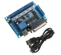 MuchLuckystar CNC - Adaptador de interfaz USB para placa de ruptura de 5 ejes para controlador de motor paso a paso, 12-24 V opto-aislado con salida analógica y de relé de 0 a 10 V
