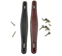 MuchLuckystar Correa de cuero marrón para guitarra con refuerzo de metal, asa de transporte de repuesto de 21 cm para gabinetes de altavoces estilo Fender, incluye tornillos de montaje y tuercas