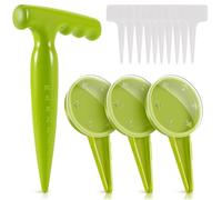 MuchLuckystar Dispensador de sembrador de mano ajustable con 5 ajustes, herramienta portátil de plástico para plantar flores de jardín, verduras, verde