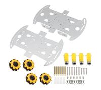 MuchLuckystar DIY para mecanum Wheel Robot Car Kit con chasis de metal, 4WD omnidireccional para vehículo inteligente para Arduino y para Raspberry Pi, plataforma educativa ABS