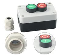 MuchLuckystar Estación de control de botón, interruptor de parada remota para válvula solenoide de motor IP55, caja de control de seguridad para equipos industriales