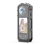 MuchLuckystar Funda de aleación de aluminio para bisel Insta360 para x5 con soporte de zapata fría, cubierta protectora de carcasa de marco, accesorio de carcasa de metal ligero, color negro