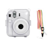 MuchLuckystar Funda protectora transparente para Fujifilm para Instax Mini 12, cubierta de cámara de acrílico duro resistente a caídas con correa ajustable para el hombro