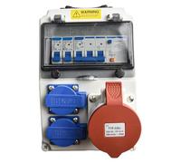 MuchLuckystar IP65 - Caja de distribución de pared con 32 A para enchufes cee y 2 enchufes de 10 A, unidad de alimentación para obras de construcción al aire libre con protección RCD