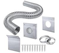 MuchLuckystar Kit de aire fresco para estufa de pellets, kit de aire exterior de aluminio flexible de 2 x 60 pulgadas con placa de pared de acero inoxidable 304 para estufas de leña