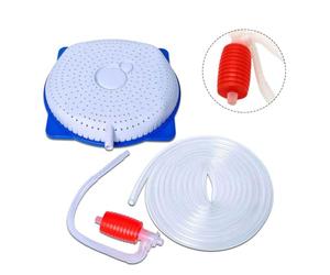 MuchLuckystar Kit de sifón de cubierta de piscina no eléctrico, herramienta de extracción manual de agua con manguera de drenaje de 15 cm para piscinas sobre el suelo, sistema de sifón de plástico de