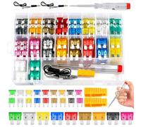 MuchLuckystar Kit surtido de fusibles de coche de 306 piezas, 2-35 A, mediano y pequeño, para mini fusibles con probador de circuito y extractor en caja de almacenamiento