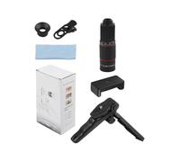 MuchLuckystar Teleobjetivo 22x para smartphones, lente de cámara con zoom HD con trípode, accesorio óptico ABS portátil para viajes y fotografía al aire libre, negro