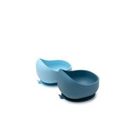 Muchmellow - Set de 2 Cucharas de Silicona con Estuche de Viaje, Ergonómicas, sin Plástico, sin BPA, Lavavajillas (Azul Claro + Azul)