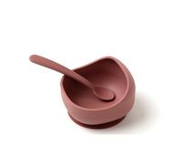 Muchmellow - Set de Comida de Silicona 2 Piezas MADE in ITALY, Cuenco con Ventosa Antivuelco, Cuchara Ergonómica, Sin Plástico, Sin BPA, Apto para Lavavajillas (rojo)