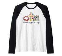 Mucho Puede suceder en 3 días Reto Vintage Floral Día de Pascua Camiseta Manga Raglan