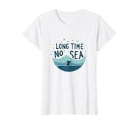 Mucho Tiempo sin mar: Aventura lúdica de Ballena oceánica Camiseta, Mujer, Blanco, XL