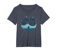 Mucho Tiempo sin mar: Aventura lúdica de Ballena oceánica Camiseta, Mujer Tallas Grandes, Azul Jaspeado, 6XL Grande