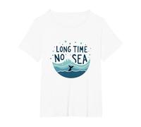 Mucho Tiempo sin mar: Aventura lúdica de Ballena oceánica Camiseta, Mujer Tallas Grandes, Blanco, 3XL Grande
