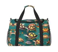 Muchos animales con estampado de tortugas marinas, bolsas de noche para mujeres y hombres, bolsa de hombro para viajes, artículos esenciales de viaje, Negro -, Talla única