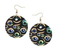 Muchos aretes de cuero de moda para mujer con diseño de ojos malvados, 1 par, ligeros, estampados, joyería de regalo para mujeres y niñas