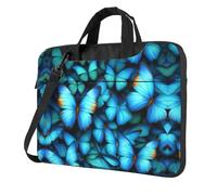 Muchos bolsos azules para laptop con estampado de mariposas, correa acolchada para el hombro, simplifica tu día a día, ideal para viajes de negocios, Negro -, 14 inch
