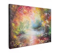 MuchoWow Cuadro En Lienzo - Paisaje - Pintura al óleo - Colorido - Naturaleza - Cuadros Decoracion Salon Modernos 80x60 cm