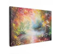 MuchoWow Cuadro En Lienzo - Paisaje - Pintura al óleo - Colorido - Naturaleza - Cuadros Decoracion Salon Modernos 60x40 cm