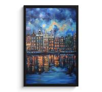 MuchoWow© Cuadros Con Marco 40x60 cm Decoracion Salon Hogar Home Decoration Dormitorios Habitacion Pared Decorativos Listos Colgar Canals Amsterdam - Casas - Ciudad - Colorido