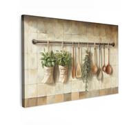 MuchoWow© Cuadros Decoracion Salon Modernos 120x80 cm Dormitorios Cuadro Decorativos de Salon Lienzos Decorativo Decoración Modernos Cabecero Cama Madera - Utensilios de cocina - Azulejos