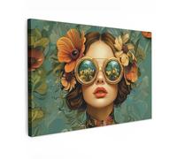 MuchoWow© Cuadros Decoracion Salon Modernos 120x80 cm Dormitorios Cuadro Decorativos de Salon Lienzos Decorativo Decoración Modernos Cabecero Cama Mujer - Flores - Mariposas - Naturaleza