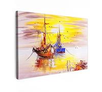MuchoWow© Cuadros Decoracion Salon Modernos 120x80 cm Lienzos de Fotos Pared Wall Art Lienzo Decoração Cuadro de salones Pintura - Barco - Agua - Óleo