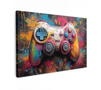 MuchoWow© Cuadros Decoracion Salon Modernos 120x80 cm Lienzos de Fotos Pared Wall Art Lienzo Decoração Cuadro de salones Graffiti - Juegos - Consola - Arte pop - Neón