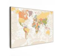 MuchoWow© Cuadros Decoracion Salon Modernos 120x80 cm Lienzos de Fotos Pared Wall Art Lienzo Decoração Cuadro de salones Mapa del mundo - Retro - Colores - Educativo - Estadística