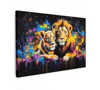 MuchoWow© Cuadros Decoracion Salon Modernos 120x80 cm para Dormitorios Cuadro Decorativos de Salon Lienzos Decorativo Pared Comedor Decoracion Pasillo Leones - Pintura - Colores