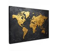 MuchoWow© Cuadros Decoracion Salon Modernos 120x80 cm para Dormitorios Cuadro Decorativos de Salon Lienzos Decorativo Pared Decoracion Dormitorio Matrimonio Cartografía - Oro - Roca