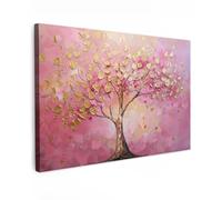 MuchoWow© Cuadros Decoracion Salon Modernos 120x80 cm para Dormitorios Cuadro Decorativos de Salon Lienzos Decorativo Canvas Wall Art Decoracion Árbol - Rosa - Hojas - Árbol de la Vida